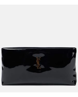 Saint Laurent Leather Zip-Top Pouch - Black