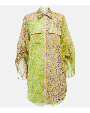 ALÉMAIS Oversized Floral Spliced Shirt - Yellow