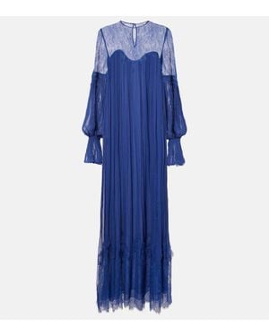 Costarellos Robe Longue Renia En Dentelle - Bleu