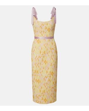 Markarian Acacia Embroidered Brocade Corset Dress - Metallic