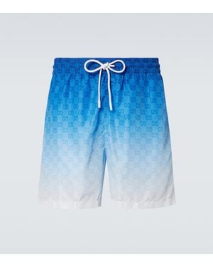 Gucci Gg Printed Swim Trunks - Blue