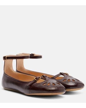 Chloé Misty Leather Ballet Flats - Brown