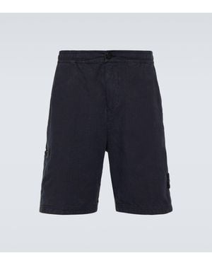 Stone Island Compass Linen-Blend Bermuda Shorts - Blue