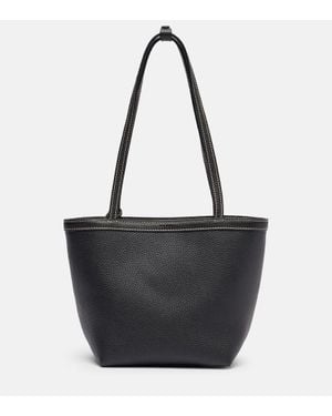 The Row Park Medium Leather Tote Bag - Black