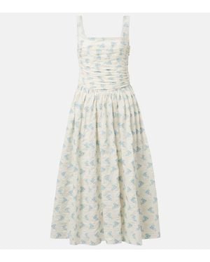 Markarian Maeve Floral Cotton-Blend Midi Dress - White