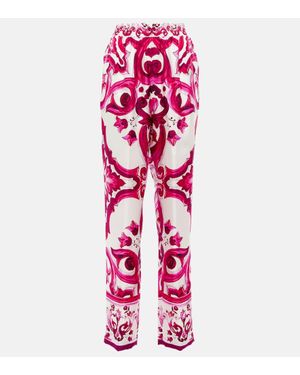 Dolce & Gabbana Gerade Hose Aus Seiden-Twill - Rot