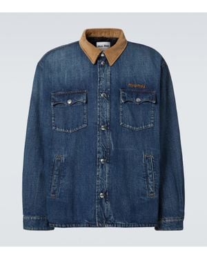 Miu Miu Chaqueta De Plumas De Denim Con Pana - Azul