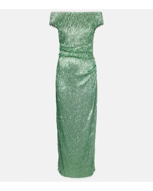 Erdem Beaded Off-Shoulder Midi Dress - Green