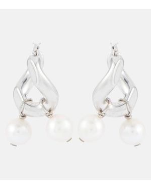 Jil Sander Orecchini A Cerchio Con Perle - Bianco