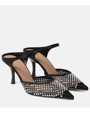 Malone Souliers Vega Crystal-Embellished Satin Mules - Black