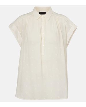 Nili Lotan Bestickte Bluse Aus Baumwolle - Weiß