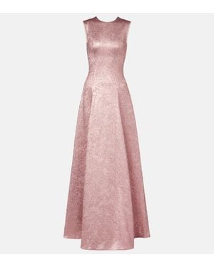Emilia Wickstead Robe Longue Nodin En Seersucker - Rose