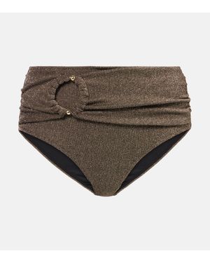 Alexandra Miro Dorit High-rise Lame Bikini Bottoms - Brown