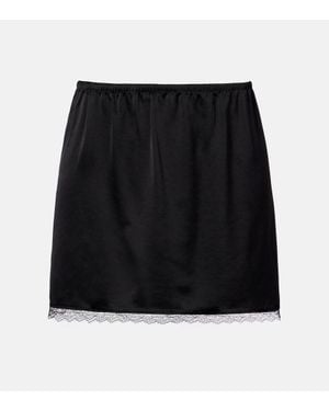 Leset Barb Lace-Trimmed Satin Miniskirt - Black