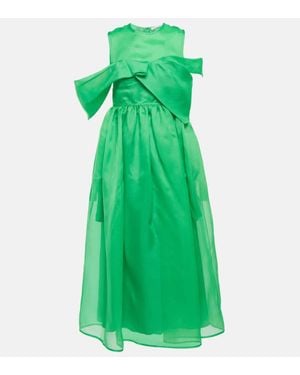 Cecilie Bahnsen Sidney Silk Midi Dress - Green