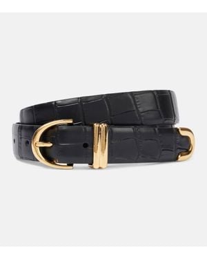 Khaite Bambi Croc-Effect Leather Belt - Black