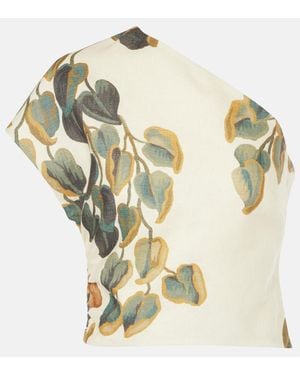 SIR. Belletto Asymmetric Linen Crop Top - Metallic
