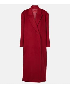 STAUD Serge Wool-Blend Overcoat - Red