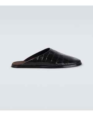 Fear Of God Croc-Effect Leather Mules - Black