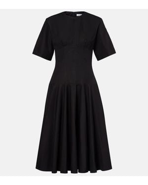 McQueen Midikleid Aus Baumwollpopeline - Schwarz