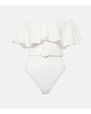 Alexandra Miro Chantal Ruffled Swimsuit - White