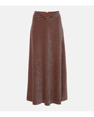 Johanna Ortiz Gonna Lunga Con Glitter - Marrone