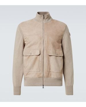 Moncler Suede, Cotton And Wool Jacket - Natural