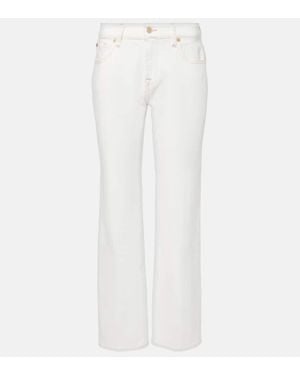 7 For All Mankind High-Rise Straight Jeans - Weiß
