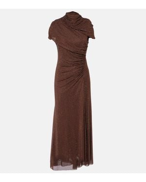 Self-Portrait Midikleid Mit Kristallen - Braun