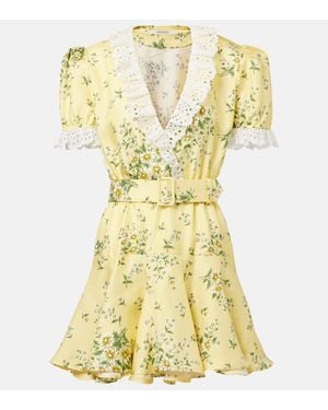 Rodarte Robe En Satin A Broderie Anglaise - Jaune