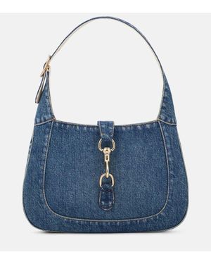 Gucci Borsa a spalla Jackie Small in denim - Blu