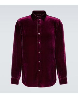 Dries Van Noten Chemise En Velours - Rouge