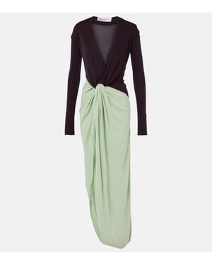 Victoria Beckham Knot-detail Jersey Gown - Green