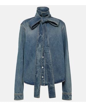 Loewe Bow-Detail Denim Shirt - Blue