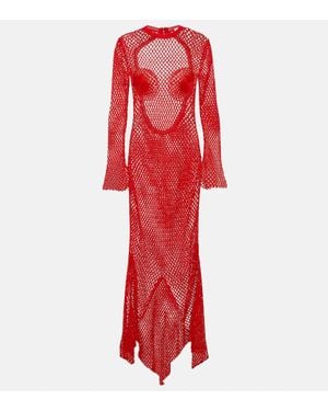 Ferragamo Maxi abito in maglia a rete - Rosso