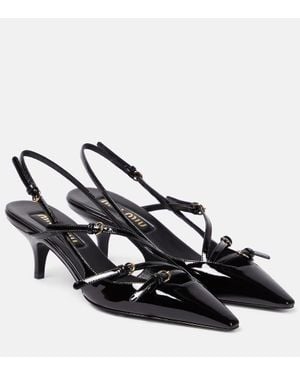 Miu Miu Slingback-Pumps Aus Lackleder - Schwarz