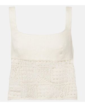SIR. Cropped-Top Rayure Aus Leinen - Natur