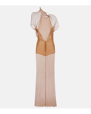 Magda Butrym Sheer Silk Organza Gown - White