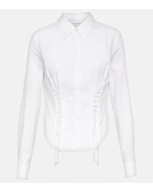 Marine Serre Regenerated Household Linen Shirt - Women's - Viscose/acetate/cotton/spandex/elastane - White