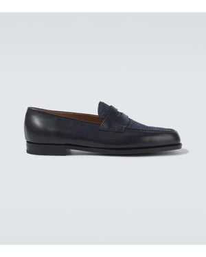 John Lobb Loafers Lopez Aus Leder Und Denim - Blau