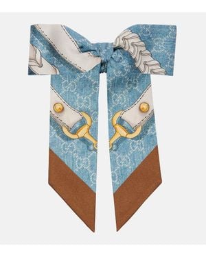 Gucci Scrunchie Horsebit Aus Seiden-Twill - Blau