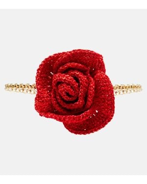 Magda Butrym Halskette Crochet Mit Blumenapplikation - Rot