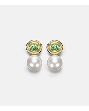 Octavia Elizabeth 18Kt Earrings With Pearls And Tourmalines - White