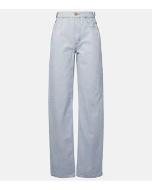 SLVRLAKE Denim Cassie Mid-Rise Wide-Leg Jeans - Blue