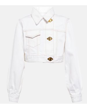 Ganni Denim Cropped Jacket - White