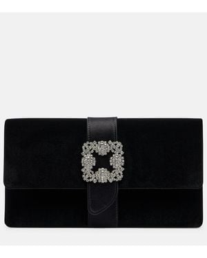 Manolo Blahnik Capri Embellished Velvet Clutch - Black