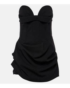 Magda Butrym Draped Wool-Blend Bustier Dress - Black