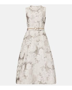 Max Mara Cotton-Blend Jacquard Midi Dress - Natural