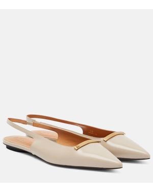 Tod's Leather Slingback Flats - Natural