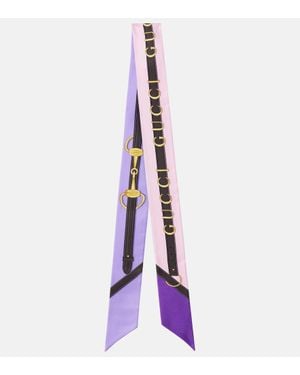 Gucci Printed Silk Twill Scarf - Purple